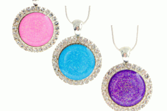 Three glitter colors of ball marker necklaces