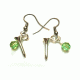 Silver Tee & Green Crystal Ball Earrings Peridot Green Swarovski Crystal Ball w/Tee Earrings