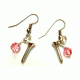 Silver Tee & Pink Crystal Ball Earrings Rose - Light Pink Swarovski Crystal Ball w/Tee Earrings