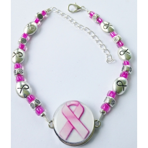 Breast Cancer Awareness Ball Marker Ankle Bracelet